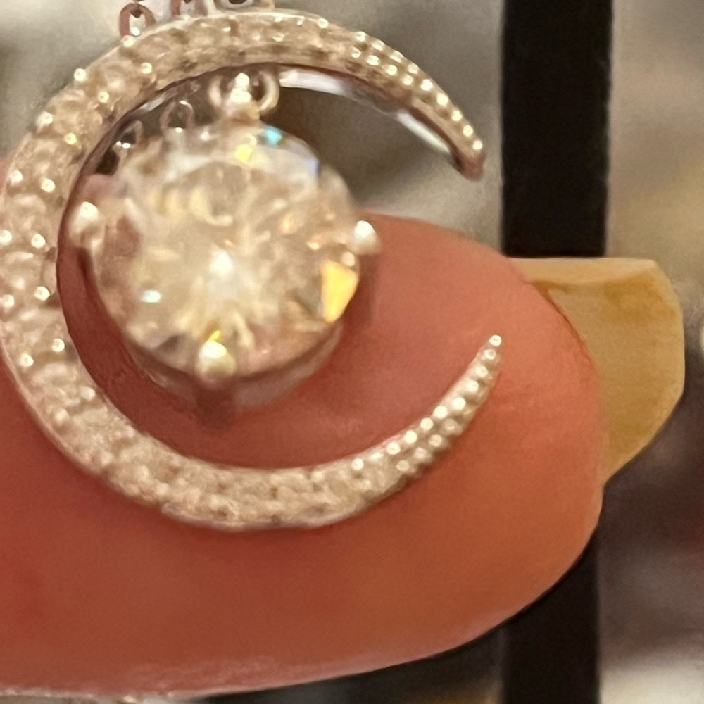 Certified moissanite sun/moon necklace in sterling silver